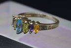 Vintage Multi-Gemstone Sterling Silver Ring - Size 9