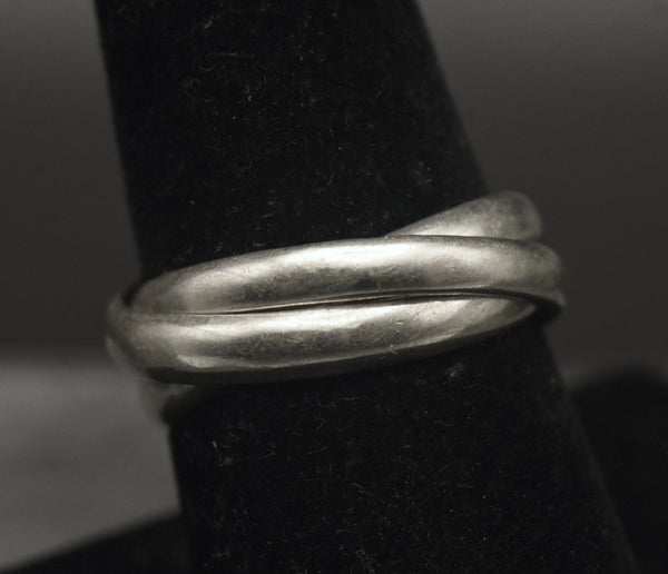 Vintage Handmade 950 Silver Interlocking Bands Ring - Size 8