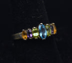 Vintage Multi-Gemstone Sterling Silver Ring - Size 9