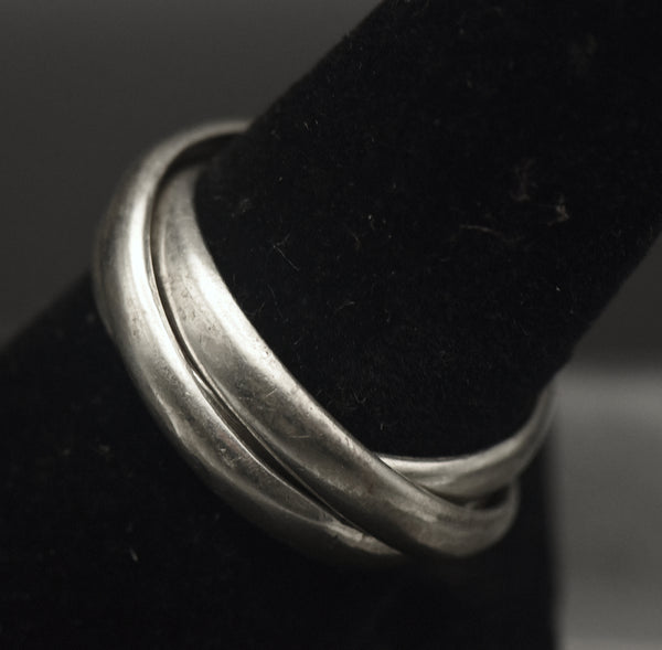 Vintage Handmade 950 Silver Interlocking Bands Ring - Size 8