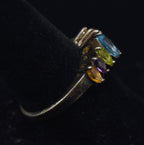 Vintage Multi-Gemstone Sterling Silver Ring - Size 9
