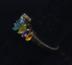 Vintage Multi-Gemstone Sterling Silver Ring - Size 9