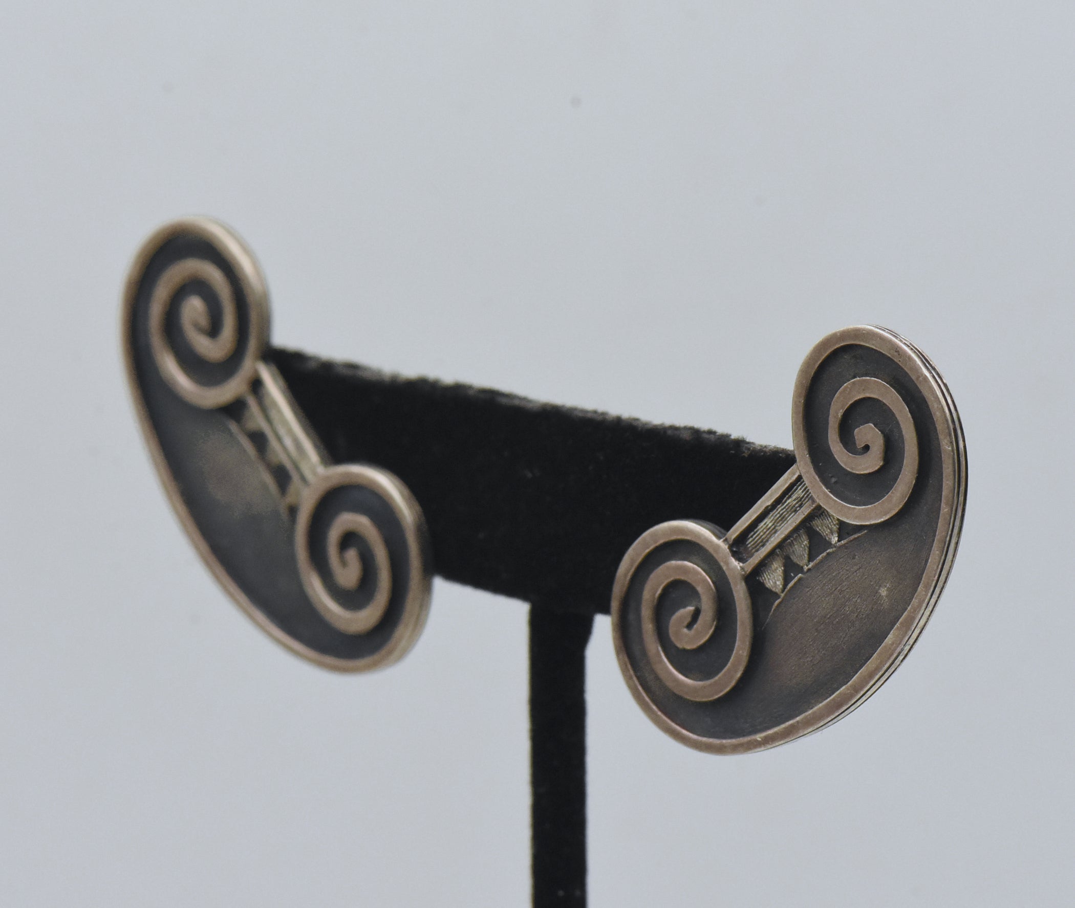 Vintage Sterling Silver Ionic Column Clip On Earrings