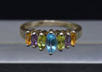 Vintage Multi-Gemstone Sterling Silver Ring - Size 9
