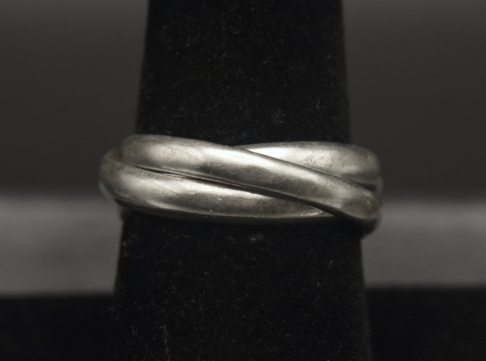 Vintage Handmade 950 Silver Interlocking Bands Ring - Size 8