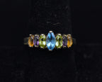 Vintage Multi-Gemstone Sterling Silver Ring - Size 9