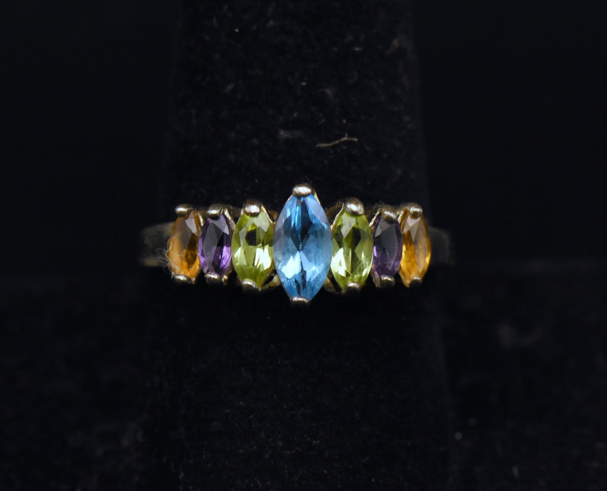 Vintage Multi-Gemstone Sterling Silver Ring - Size 9