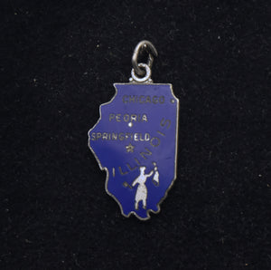 Wells - Vintage Illinois Sterling Silver and Enamel Souvenir Charm