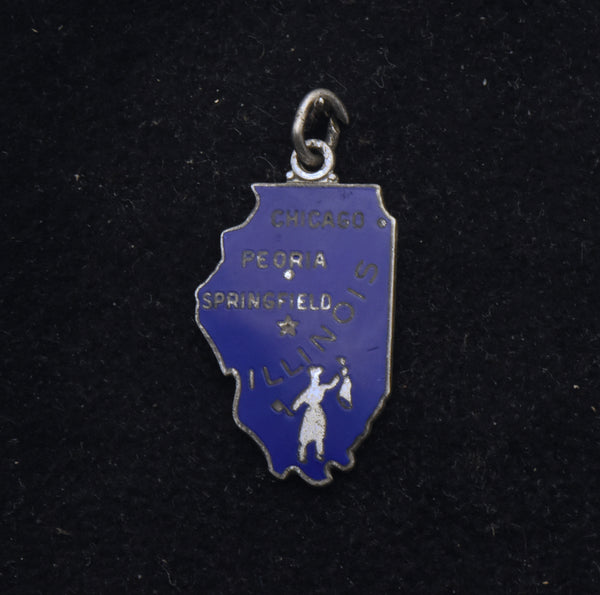 Wells - Vintage Illinois Sterling Silver and Enamel Souvenir Charm