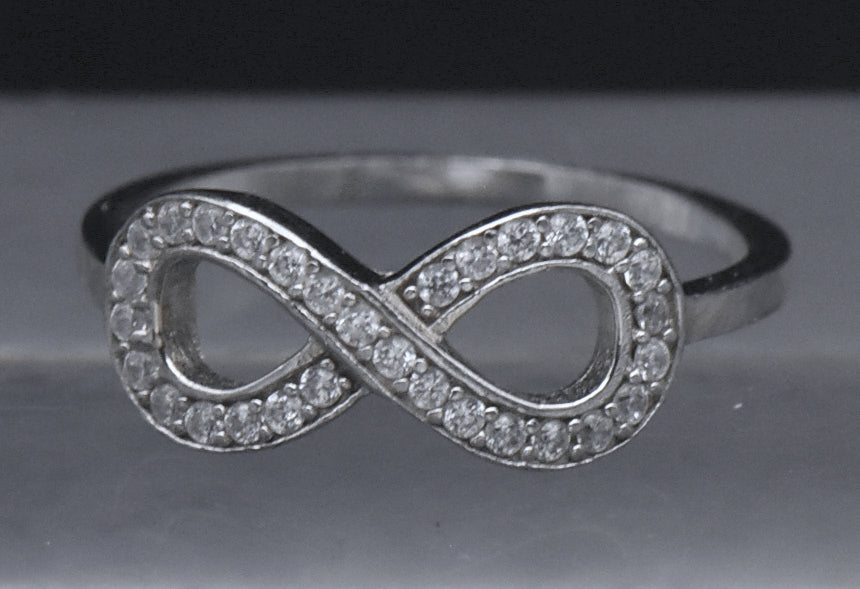 Sterling Silver Infinity Symbol CZ Ring - Size 7.25