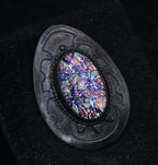 Vintage Handcrafted Sterling Silver and Foil Glass Brooch/Pendant