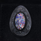 Vintage Handcrafted Sterling Silver and Foil Glass Brooch/Pendant