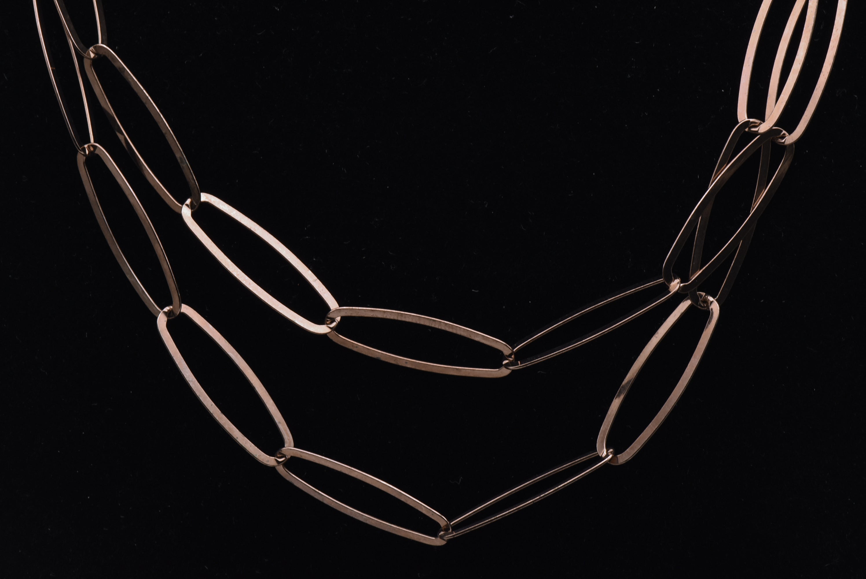 Vintage Copper Tone Sterling Silver Oval Link Chain Necklace - 35.5"