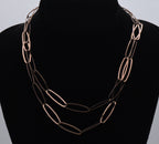Vintage Copper Tone Sterling Silver Oval Link Chain Necklace - 35.5"