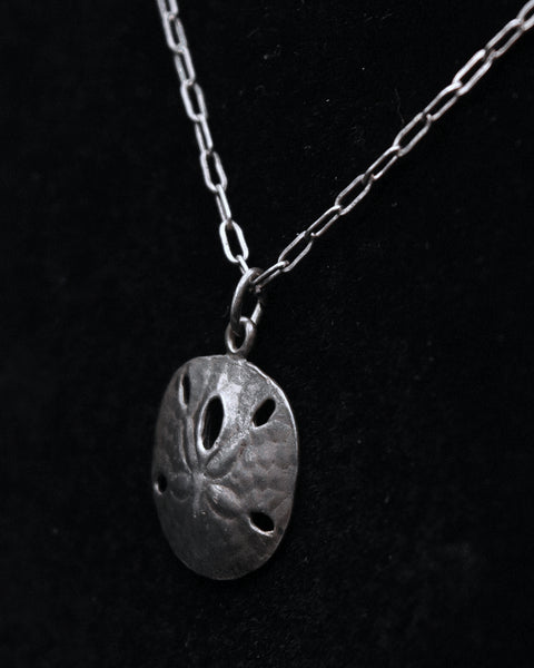 James Avery - Vintage 14K White Gold Sand Dollar Pendant on Sterling Silver Chain Necklace - 17"