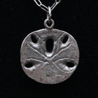 James Avery - Vintage 14K White Gold Sand Dollar Pendant on Sterling Silver Chain Necklace - 17"