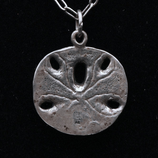 James Avery - Vintage 14K White Gold Sand Dollar Pendant on Sterling Silver Chain Necklace - 17"