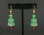 Vintage 14k Gold Carved Jade and Amber Earrings