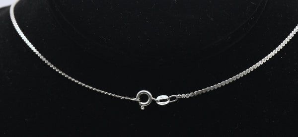 Vintage Handmade Serpentine Sterling Silver Pendant Chain Necklace