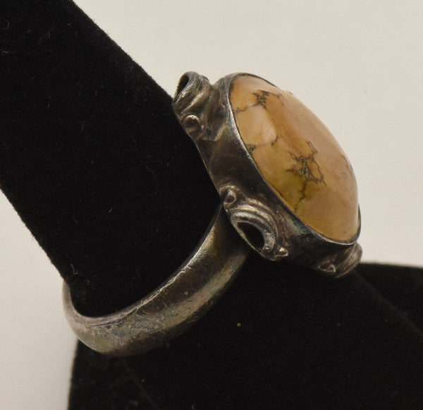 Vintage Handmade Sterling Silver and Jasper Ring - Size 8