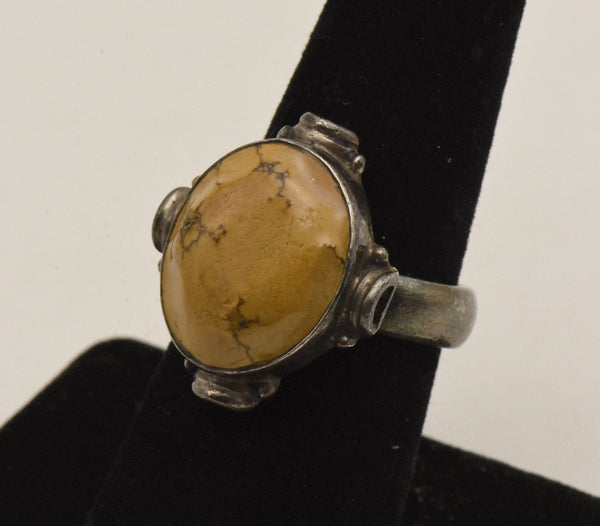 Vintage Handmade Sterling Silver and Jasper Ring - Size 8