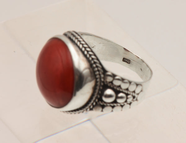 Vintage Dyed Red Jasper Sterling Silver Ring - Size 8