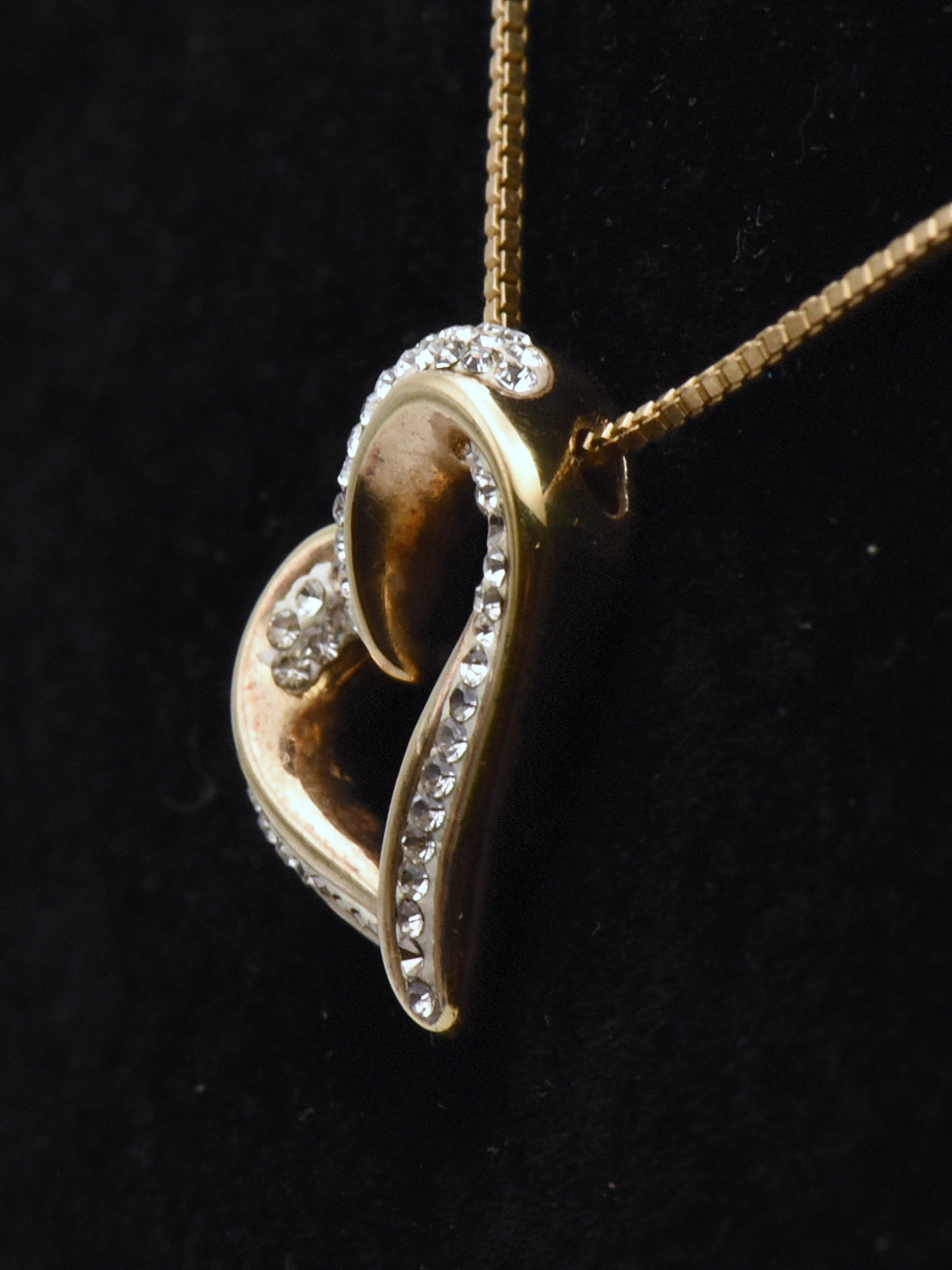 Vintage Vermeil Heart Slide Pendant on Gold Tone Chain Necklace - 20"