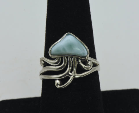 Vintage Larimar Sterling Silver Jellyfish Ring - Size 8