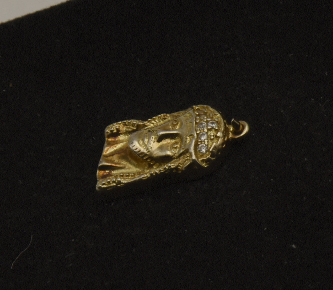Vintage Gold Plated Jesus Rhinestone Charm
