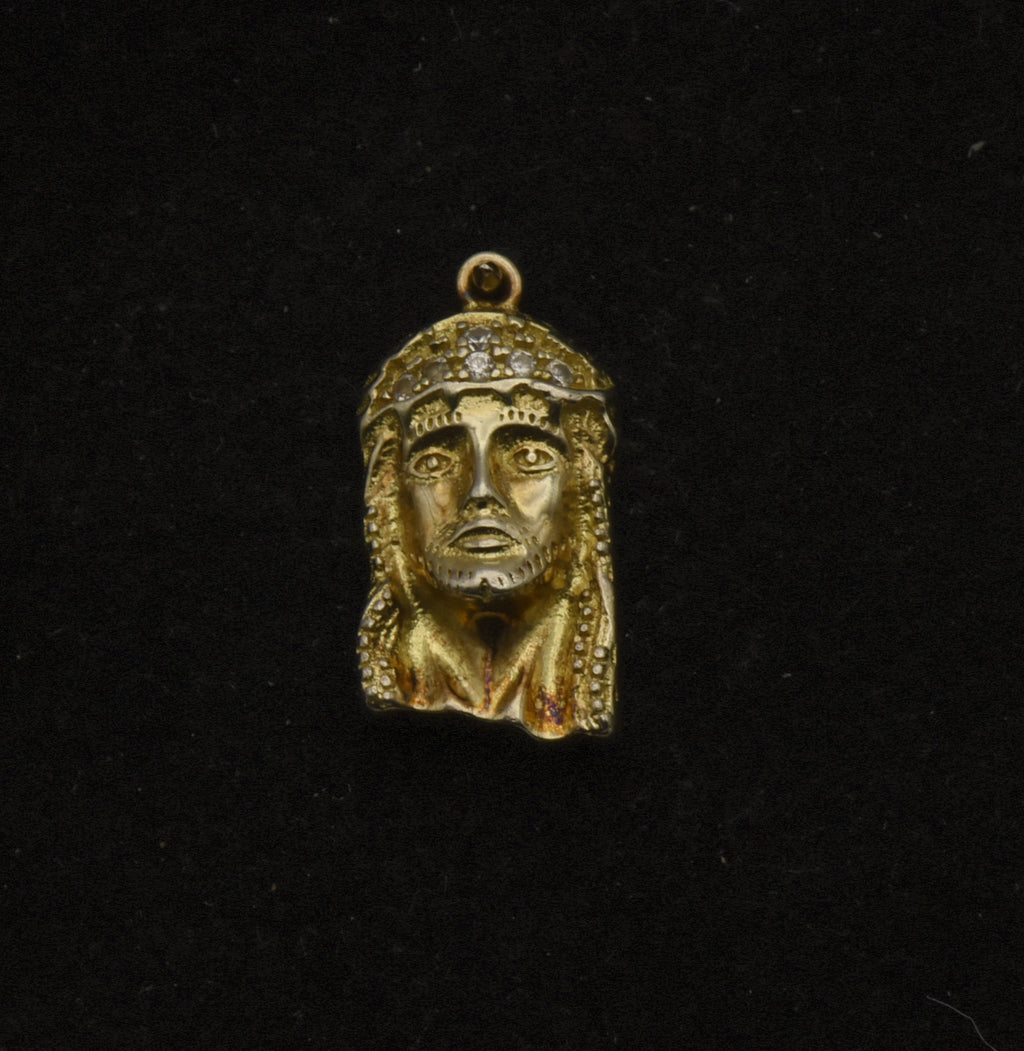 Vintage Gold Plated Jesus Rhinestone Charm