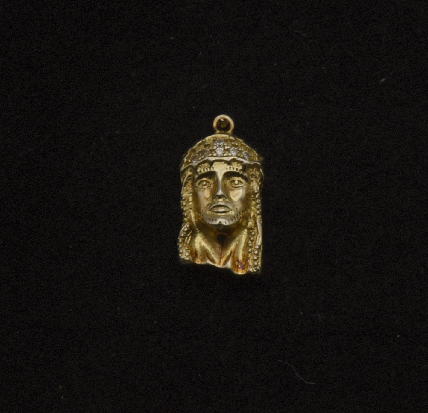 Vintage Gold Plated Jesus Rhinestone Charm