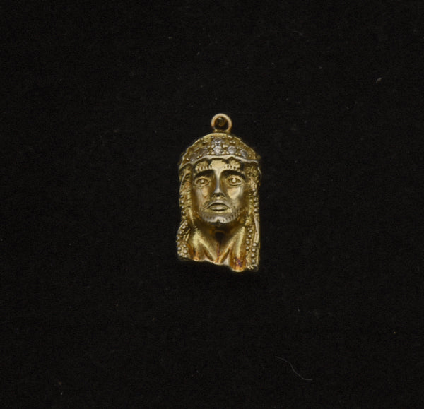 Vintage Gold Plated Jesus Rhinestone Charm