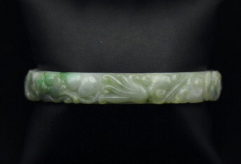 Vintage Carved Jade Bangle Bracelet