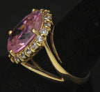 Vintage Jackie Kennedy Gold Plated Sterling Silver Pink Halo Ring - Size 7.25
