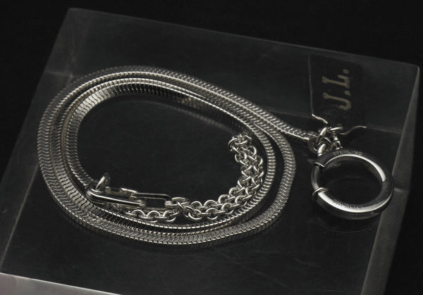 Vintage Sterling Silver Wallet Chain with Engraved Monogram Tag - 15.5"