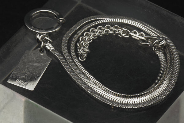 Vintage Sterling Silver Wallet Chain with Engraved Monogram Tag - 15.5"