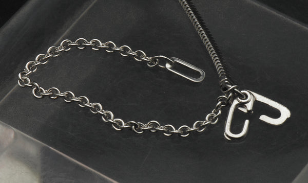 Vintage Sterling Silver Wallet Chain with Engraved Monogram Tag - 15.5"