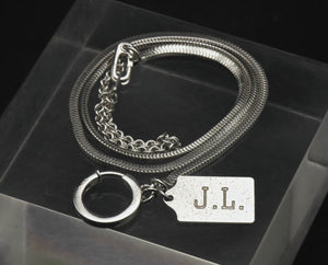 Vintage Sterling Silver Wallet Chain with Engraved Monogram Tag - 15.5"