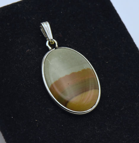 Vintage Polychrome Jasper Sterling Silver Pendant