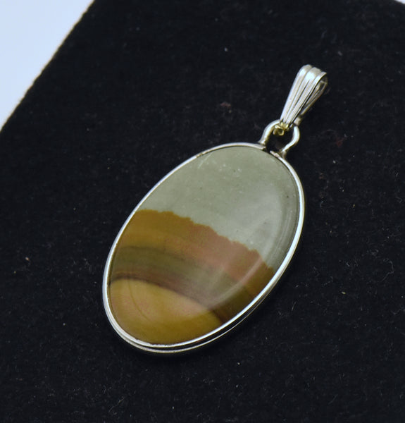 Vintage Polychrome Jasper Sterling Silver Pendant