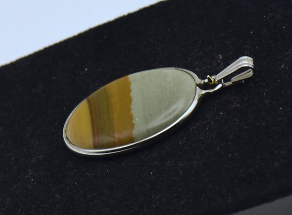 Vintage Polychrome Jasper Sterling Silver Pendant