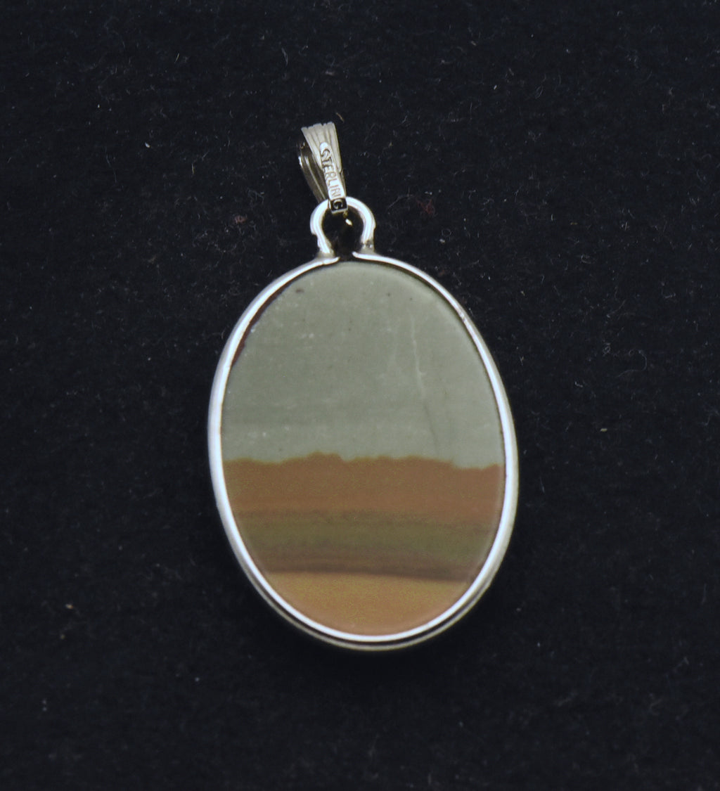 Vintage Polychrome Jasper Sterling Silver Pendant