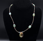 Green Jasper and Tiger's Eye Beaded Necklace - 18"