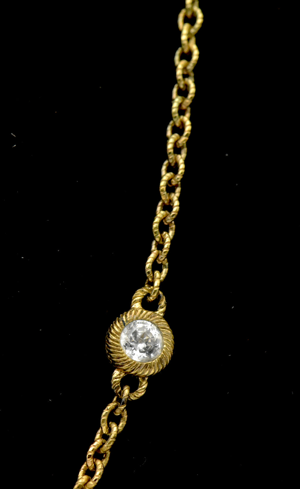 Judith Ripka - Vintage Gold Tone Sterling Silver with CZ Station Chain Necklace
