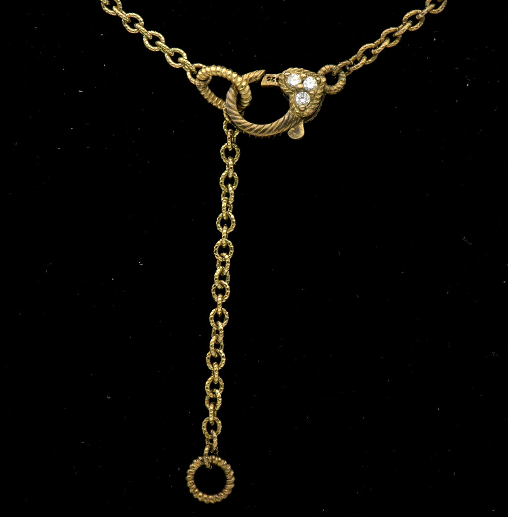 Judith Ripka - Vintage Gold Tone Sterling Silver with CZ Station Chain Necklace