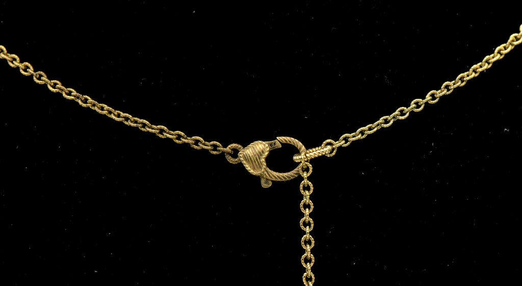 Judith Ripka - Vintage Gold Tone Sterling Silver with CZ Station Chain Necklace