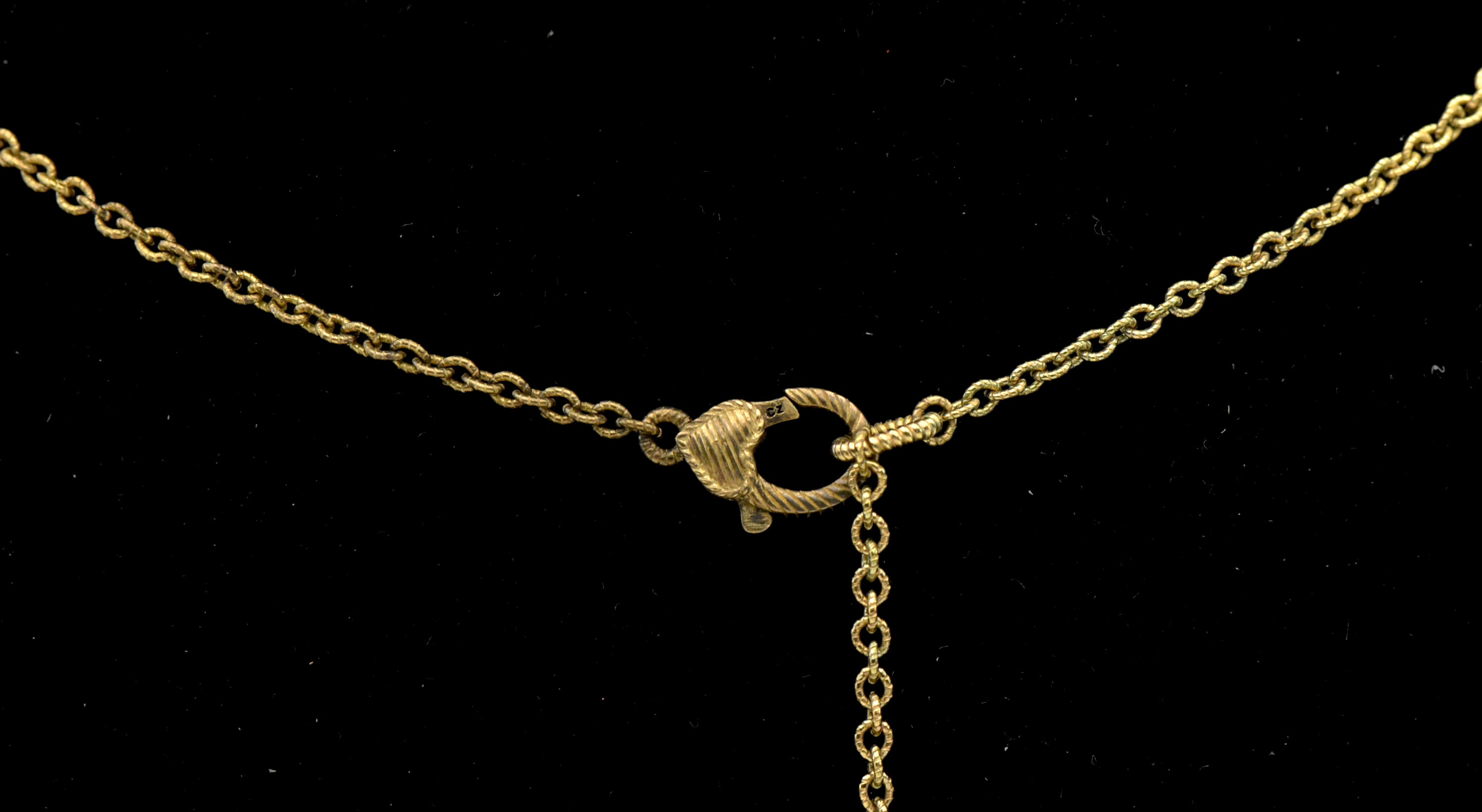 Judith Ripka - Vintage Gold Tone Sterling Silver with CZ Station Chain Necklace