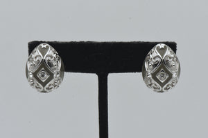 Joan Rivers - Vintage Silver Tone, Rhinestone and Enamel Earrings