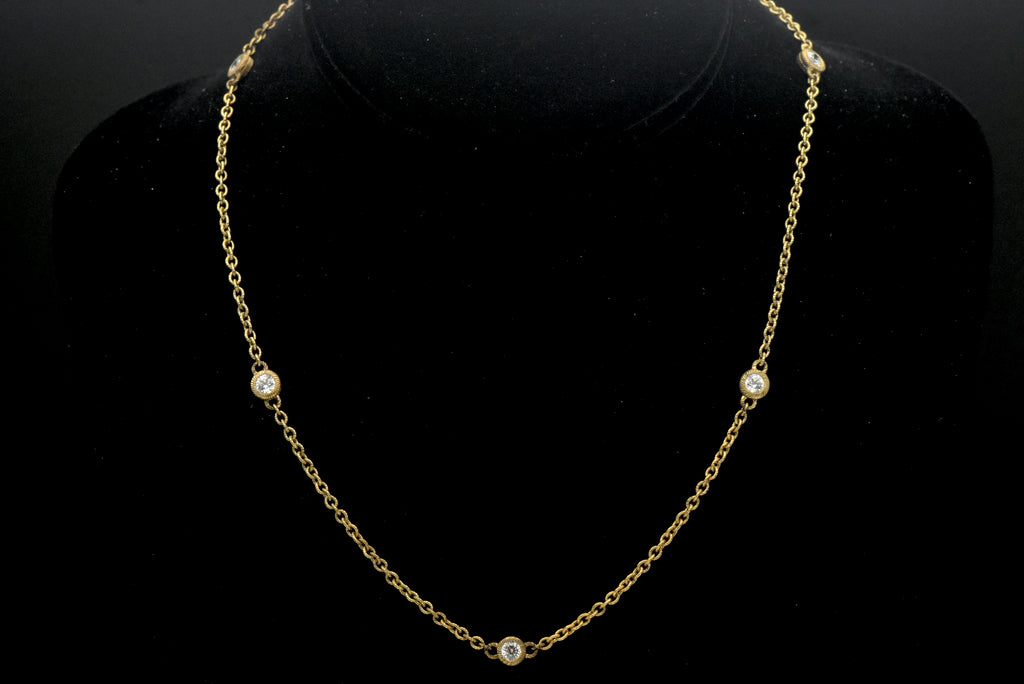 Judith Ripka - Vintage Gold Tone Sterling Silver with CZ Station Chain Necklace