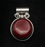 Vintage Handmade Sterling Silver Imitation Red Jasper Slide Pendant